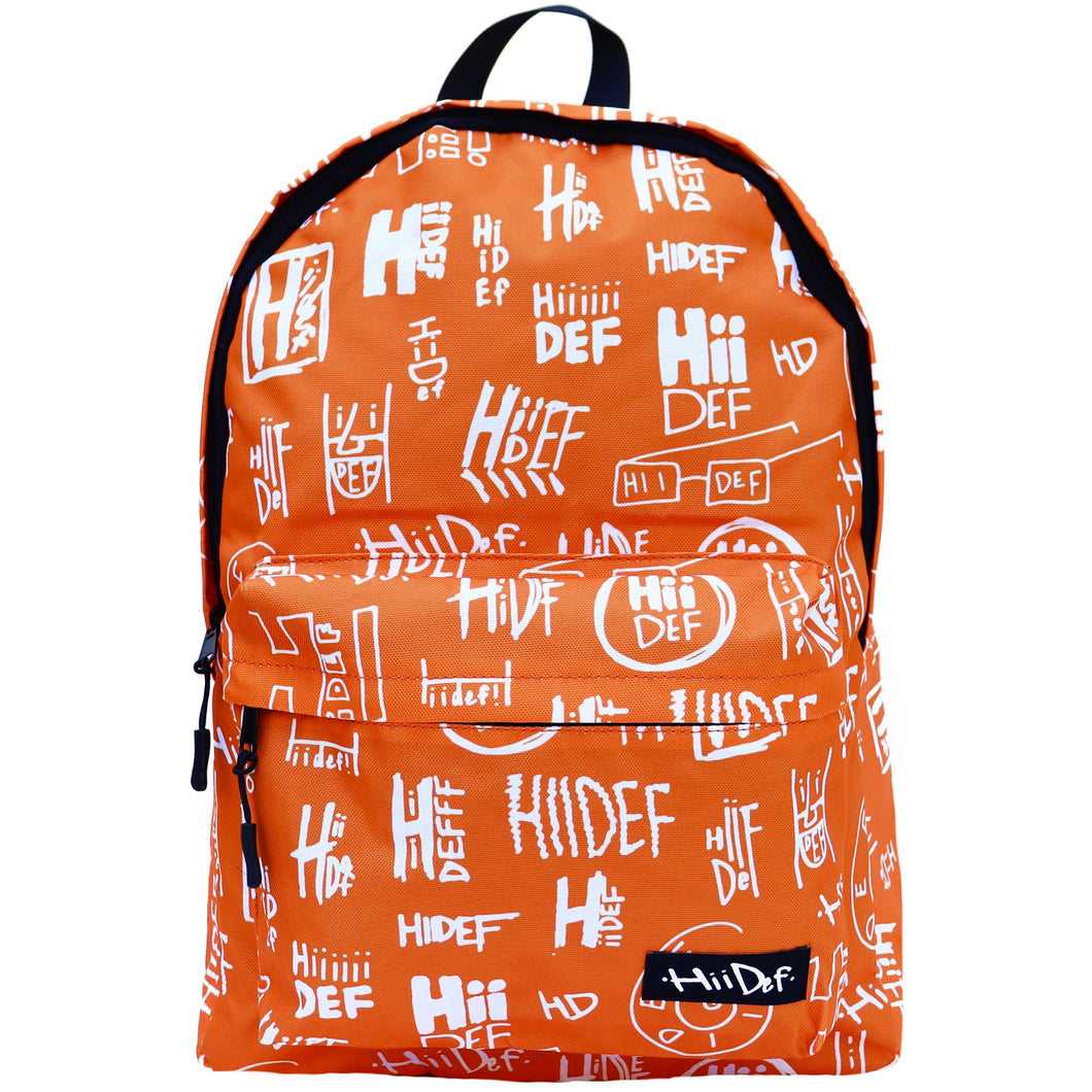 Orange Multi-Logo Print Custom Backpack