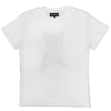Load image into Gallery viewer, Warped Barcode Puff Print Mesh Overlay Shirt
