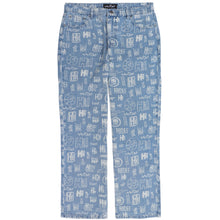 Load image into Gallery viewer, Blue Multi-Logo Print Relaxed Fit Jeans
