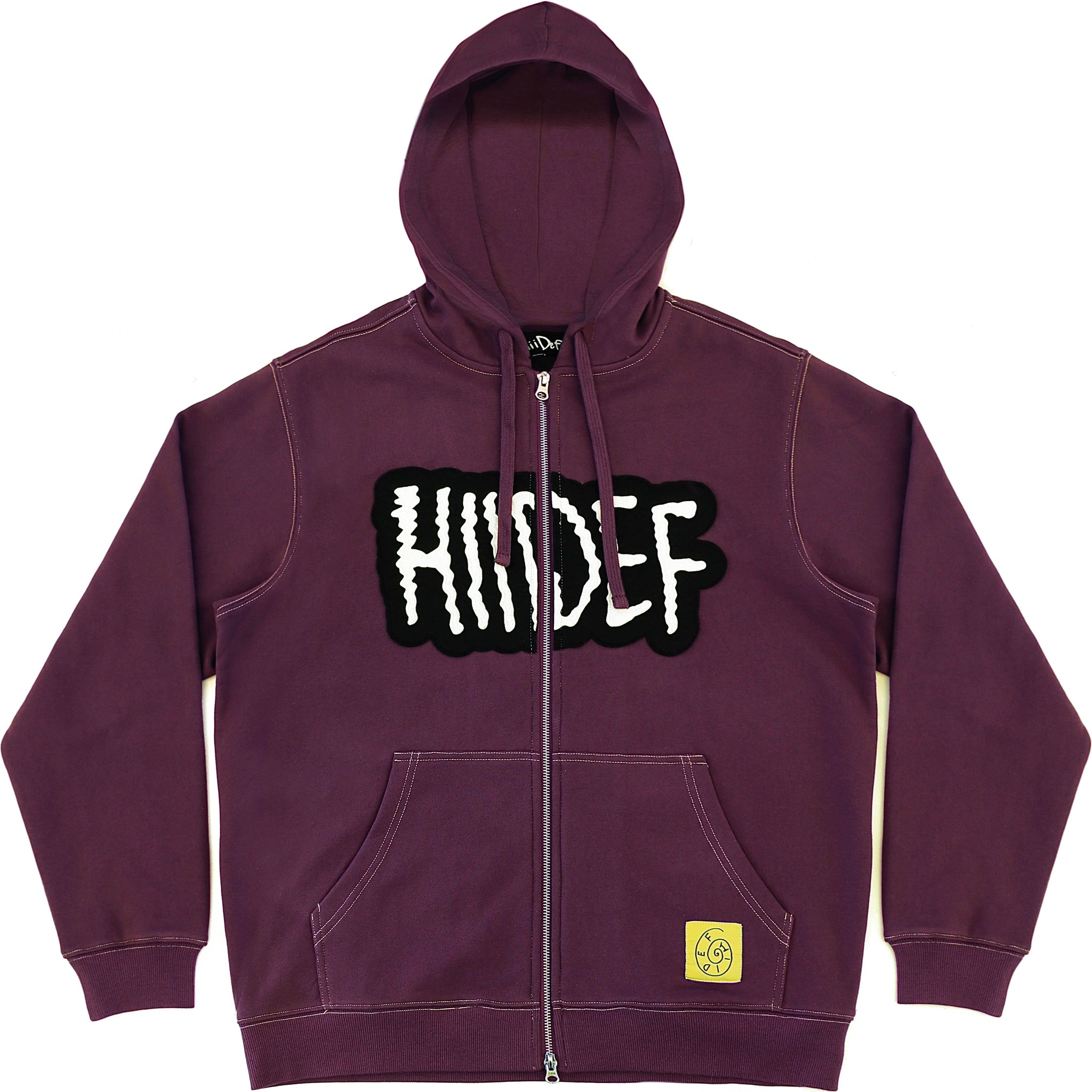 Eggplant Electric Logo Applique Dual-Zip Hooded Sweatshirt – hii-def