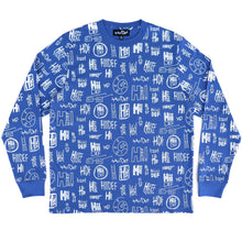 Load image into Gallery viewer, Blue Multi Logo Print Long Sleeve Crew
