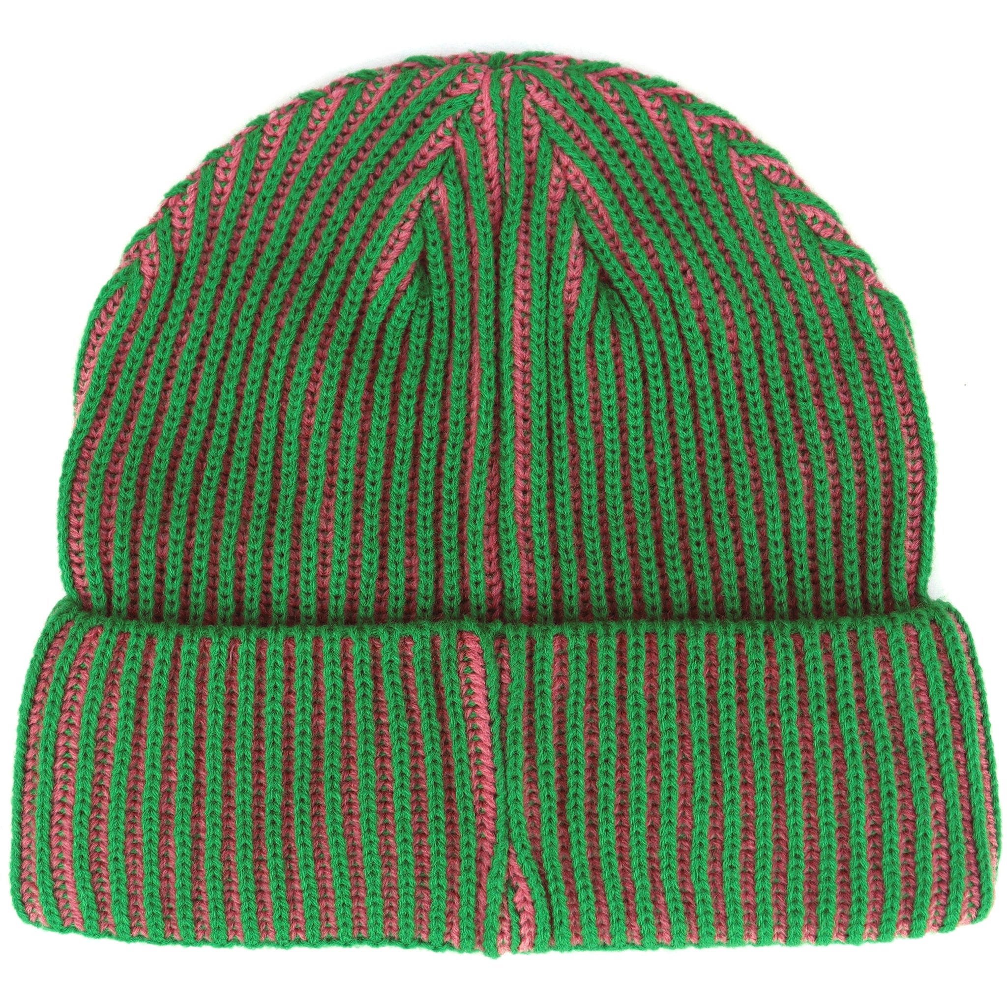 Pink and Green Two-Toned Rubber Patch Beanie – hii-def