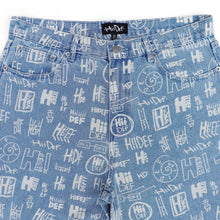 Load image into Gallery viewer, Blue Multi-Logo Print Relaxed Fit Jeans
