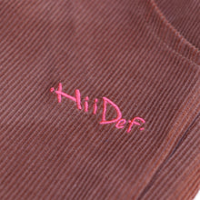 Load image into Gallery viewer, Two-Toned Red/Brown Corduroy Belted Pants with Embroidered Hii Def Logo
