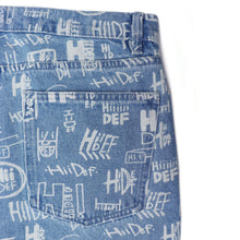 Load image into Gallery viewer, Blue Multi-Logo Print Relaxed Fit Jeans
