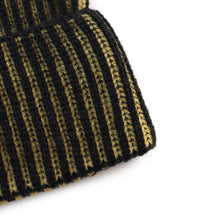Load image into Gallery viewer, Black and Bone Two-Toned Rubber Patch Beanie
