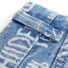 Load image into Gallery viewer, Blue Multi-Logo Print Relaxed Fit Jeans
