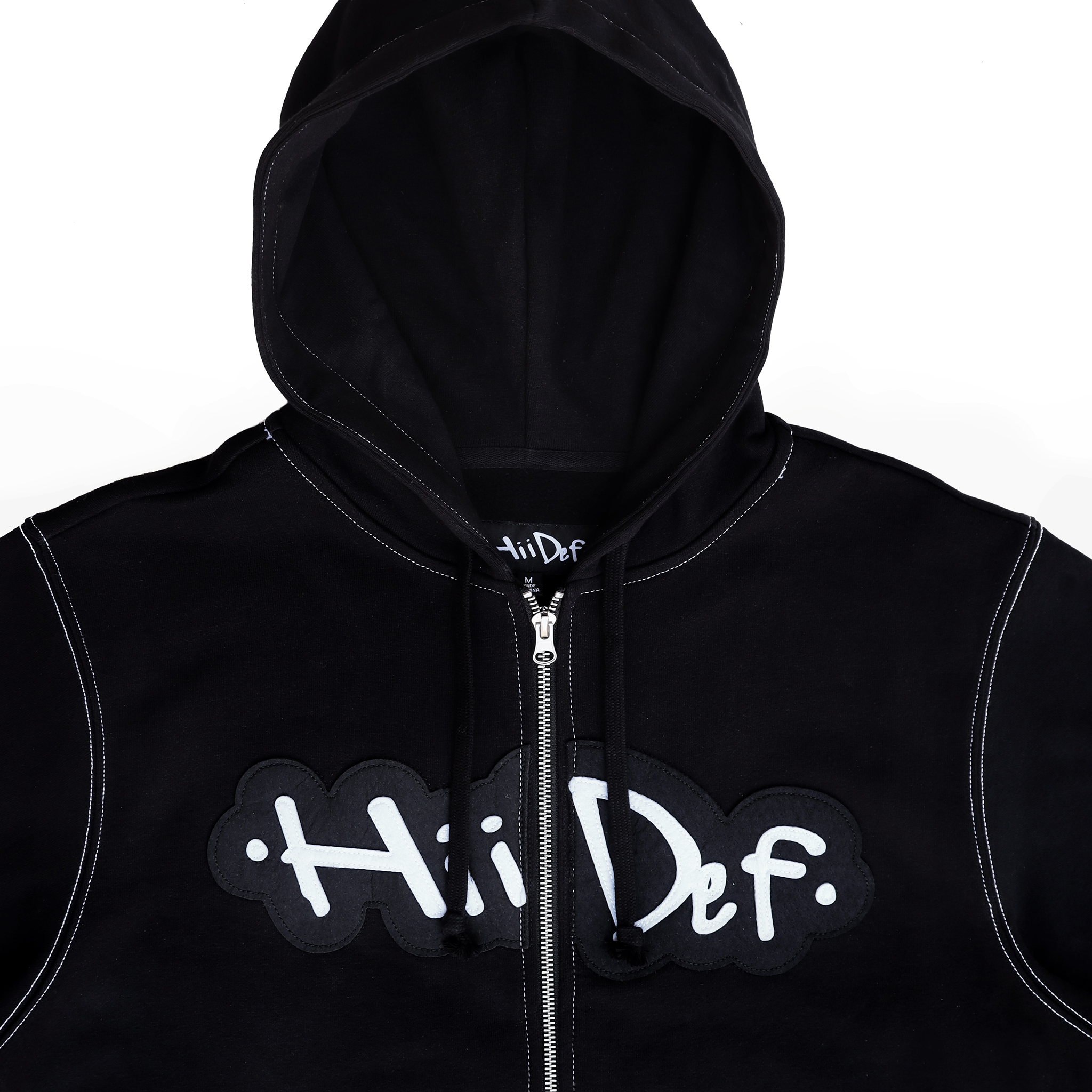 【HOODHOOD】Multi Logo Applique Hood 2色 Cotton Colorblock Sleeve Cap Stitching Fake Two-Piece Hooded