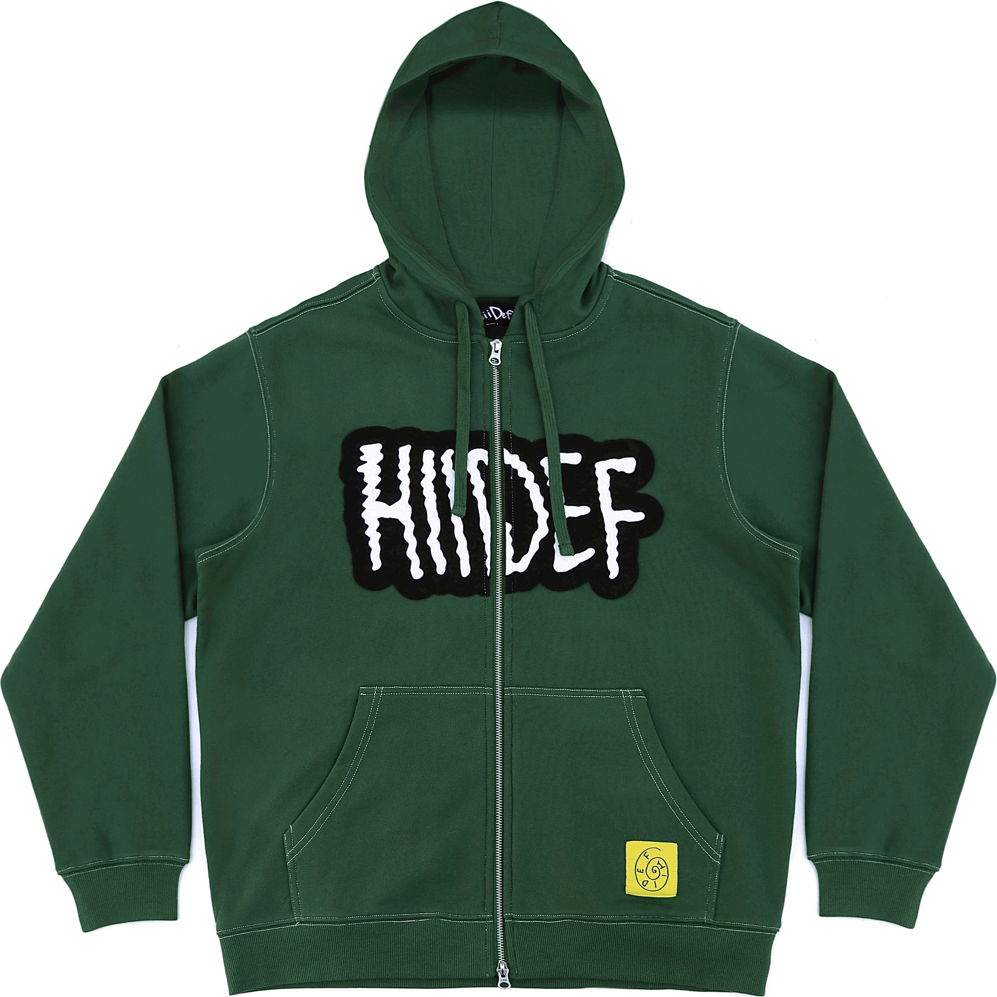 Green Electric Logo Applique Dual-Zip Hooded Sweatshirt – hii-def